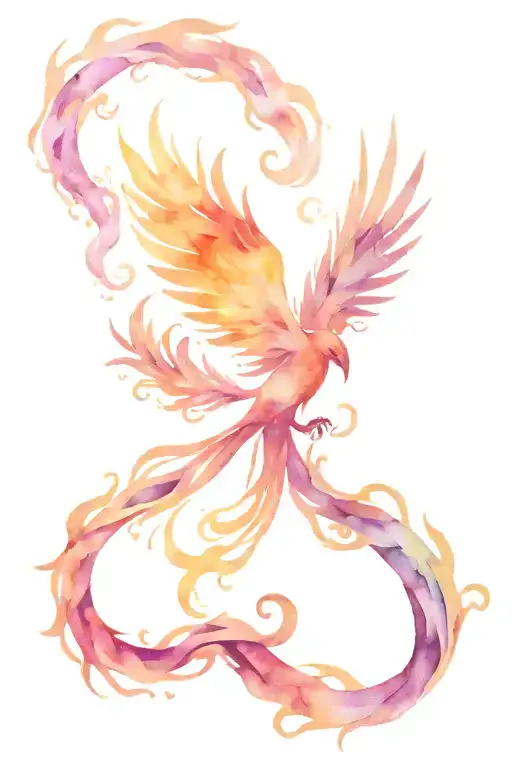 Phoenix Bright Colours Flying Across