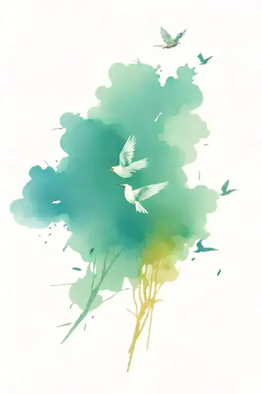 Birds Flying Away From Tree