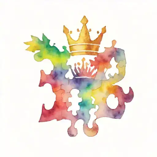 Mj Autism Puzzle Pieces Inside With Crown On Top