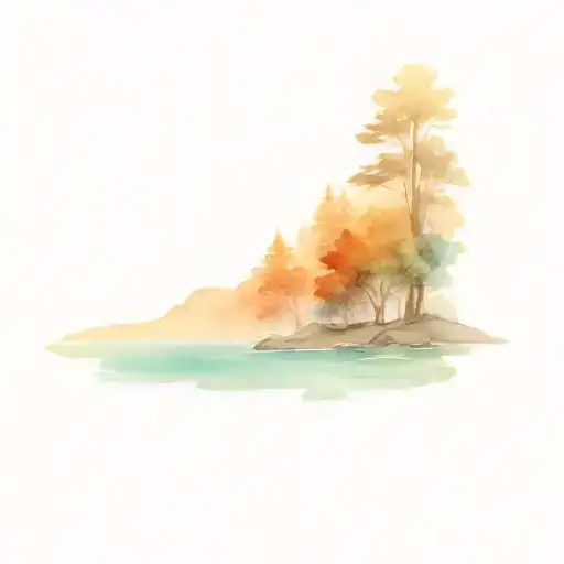 Forest Landscape Mixed With Sea And Surf