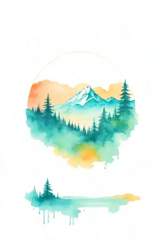 Mountains Trees Sunset