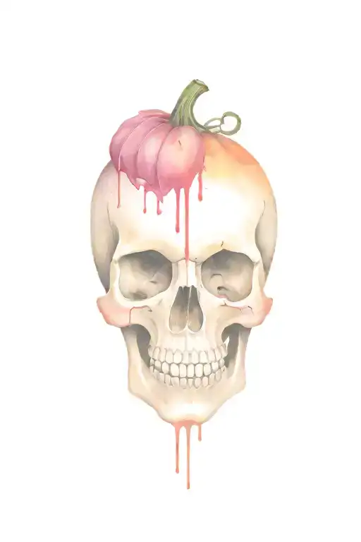 Pink Pumpkin Skull With Blood