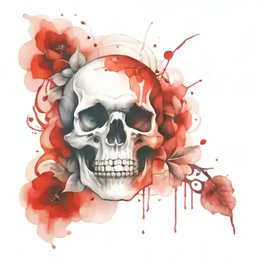 Red White Black With Skull