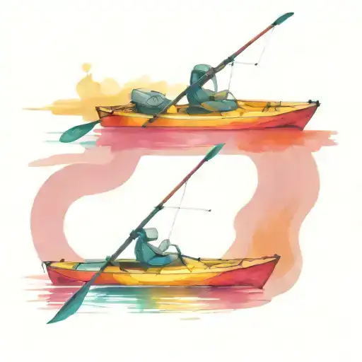 2 Kayaks With Fishing Rods