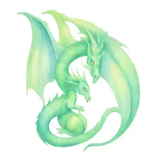 Mother Dragon And Her Little Dragon All Play Together