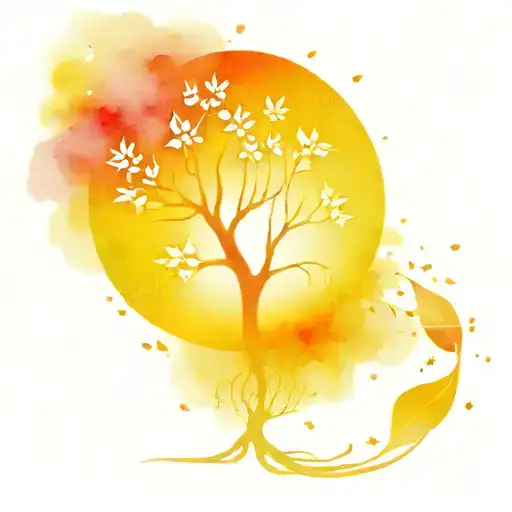 Tree Of Life With Flying Leaf