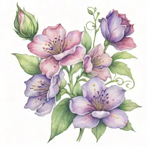 A Tattoo With Three Flowers With Stems From The Birth Months January August And November