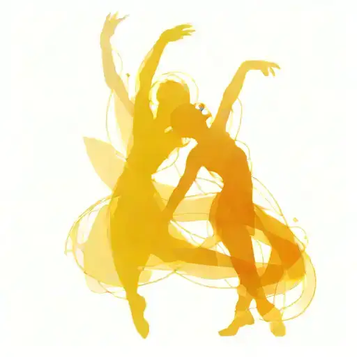 Abstract Art Piece Tattoo With Dance Elements Intertwined