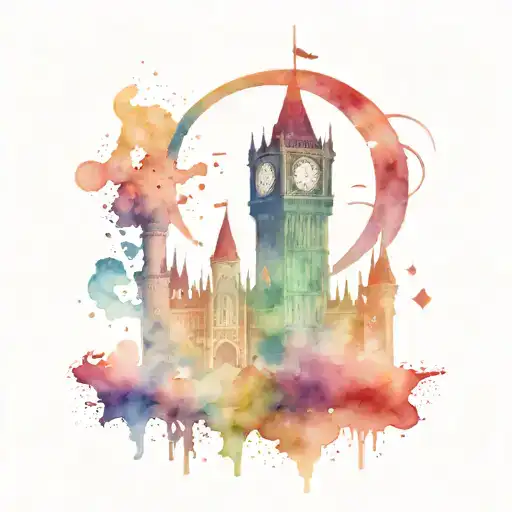 Disney Castle With The Tardis And Harley Quinn