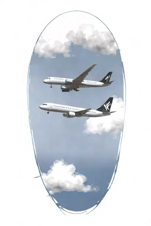 Black And White Delta Airplane Flying Over A Color Realistic Hawaii