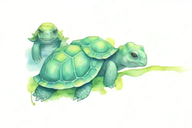 Baby Turtle And Baby Bear