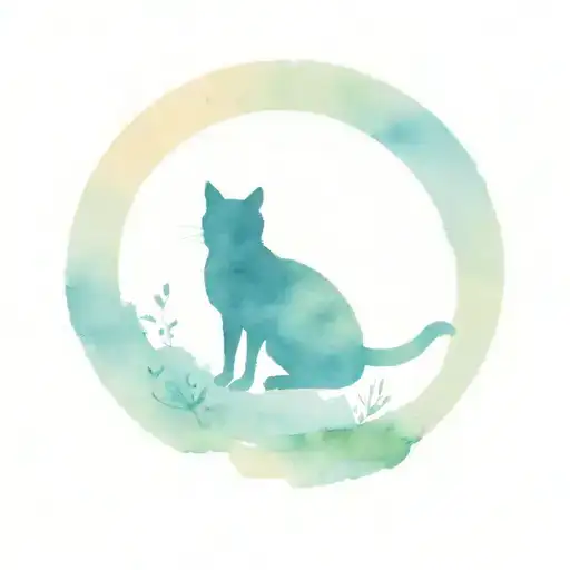 Enzo Circle With A Cat Silhouette