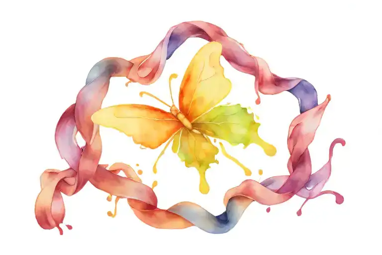 Melting Butterfly With Self Harm Survival Symbol Intertwined