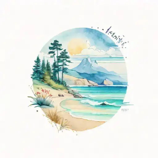 East Coast Beach Scene Mixed With Appalachian Mountain Scene