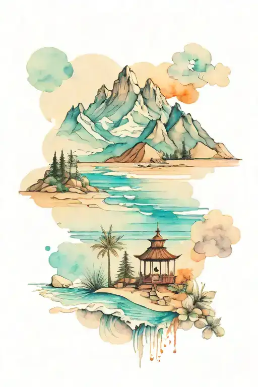 Half Beach And Half Mountains