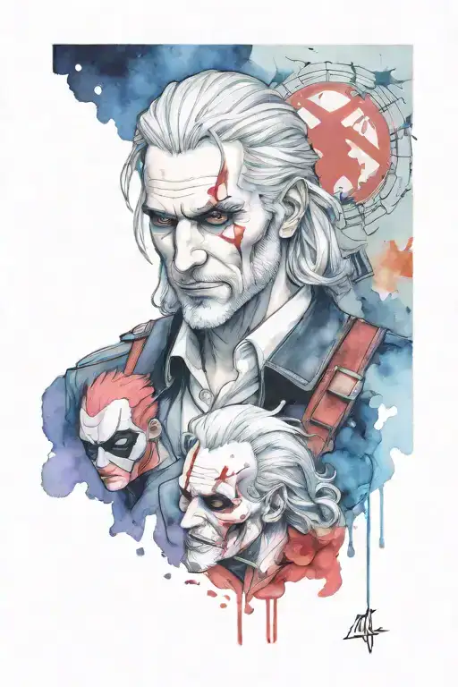 The Witcher And Deadpool And Joker Ana Professor From La Casa De Papel