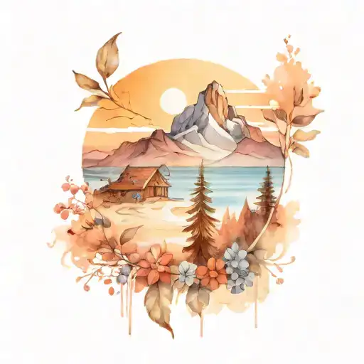 Mountain And Beach Scene