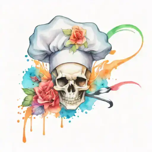 Stich With Chef Hat Adorned Skull Surrounded My Music