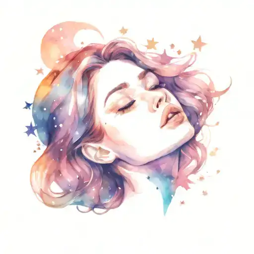 Galaxy Woman With Stars Surrounding Her Head