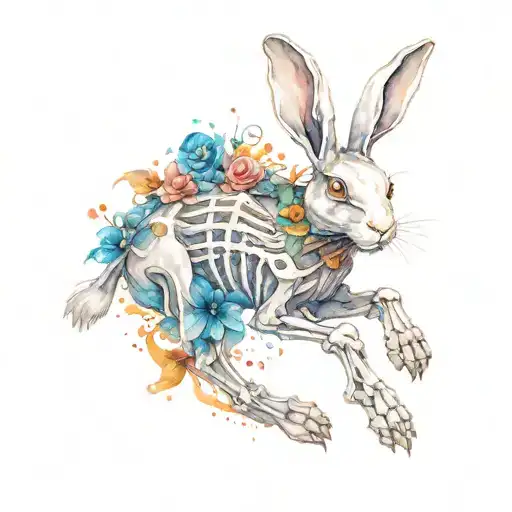 White Rabbit Running Skeleton