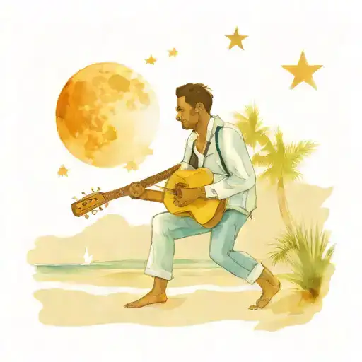 A Jazz Guitarist Performing Under A Starry Night Sky On A Beach In Sri Lanka