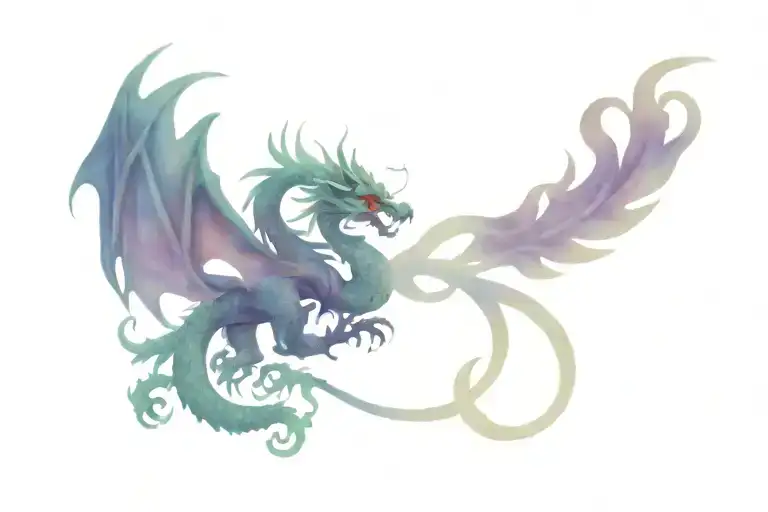 Chinese Dragon Intertwined With A Fleur De Lys Made Of Celtic Knotwork