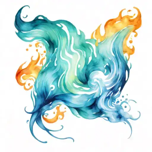 Watercolor Fire Flames Shooting