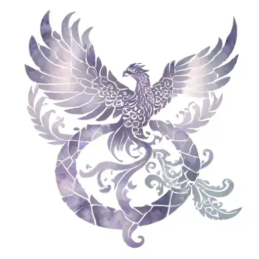 White Henna Tattoo With Phoenix Eagle Scorpion On Top Purple