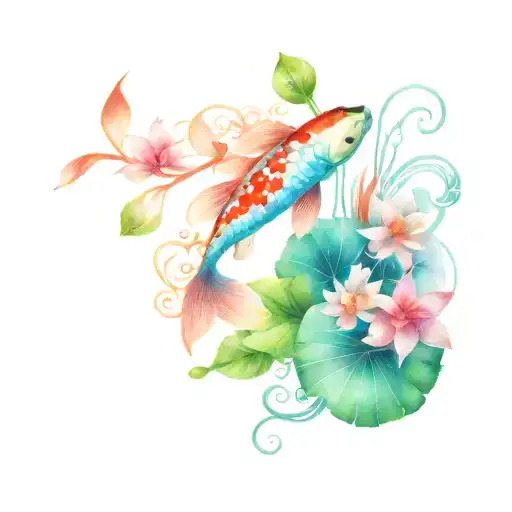 Koi Fish Lilly Pad Semi Colon