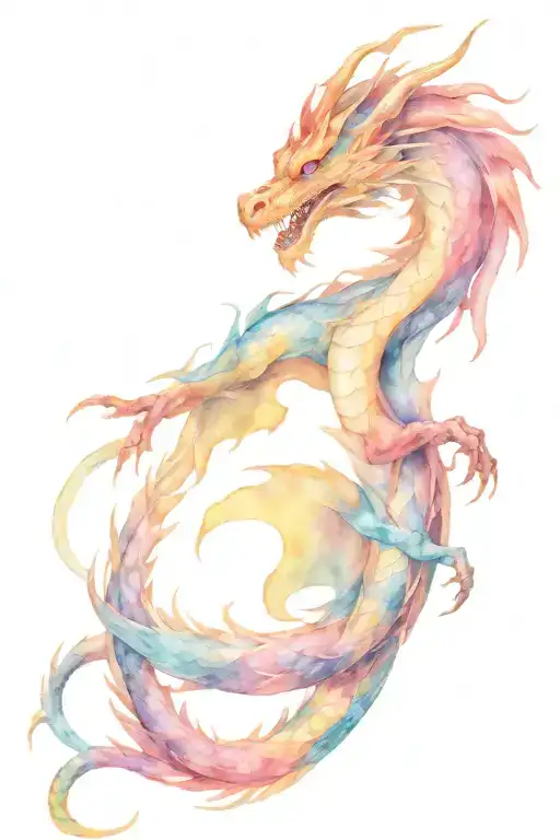 Fierce And Majestic Water Color Dragon
