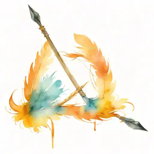 Hunting Arrow With Feathers At Base