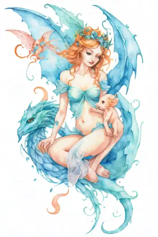 Fairy And Baby Dragons One Blue
