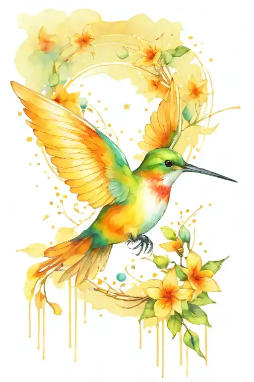 Space Planets Stars And Nebulas Humming Bird Flying Flowers