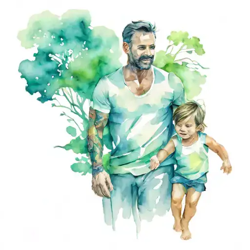 Man With Son And Daughter