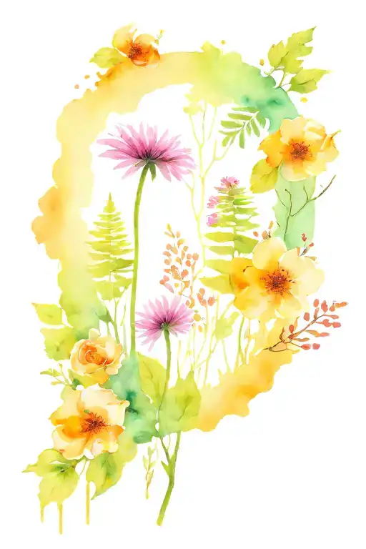 Water Color Forrest And Flowers Sleve