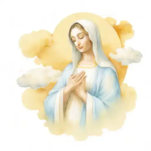 Mother Mary With Clouds Sourrounding Her