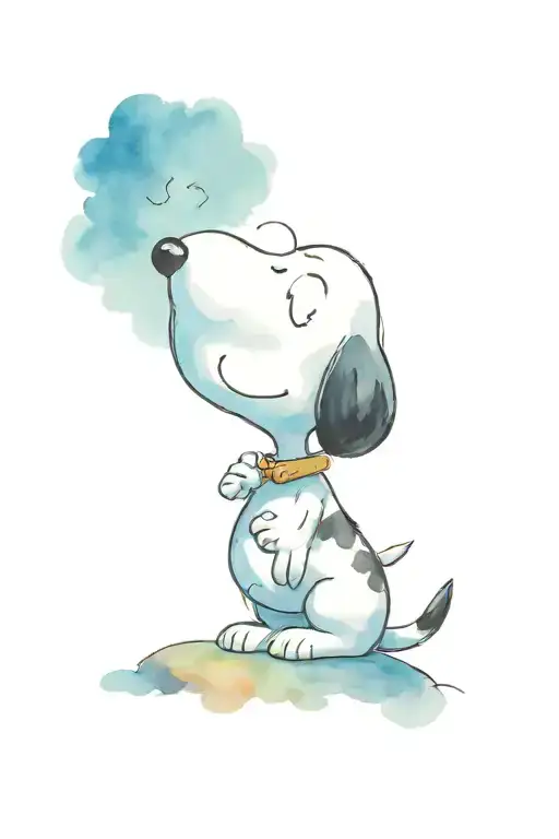 Snoopy Looking At Sky With Clouds