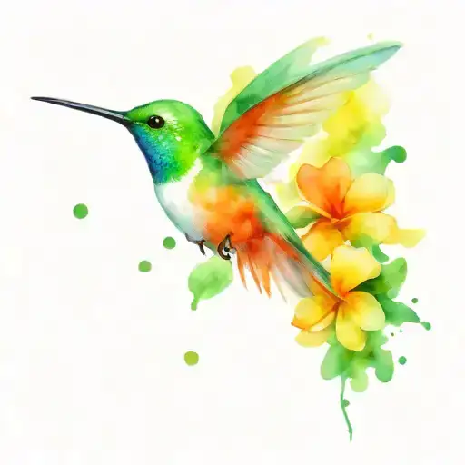 Humming Bird With Four Leaf Clover