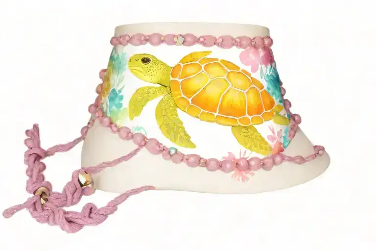 Fine Line Anklet With Turtle And Cowrie Shell Pattern