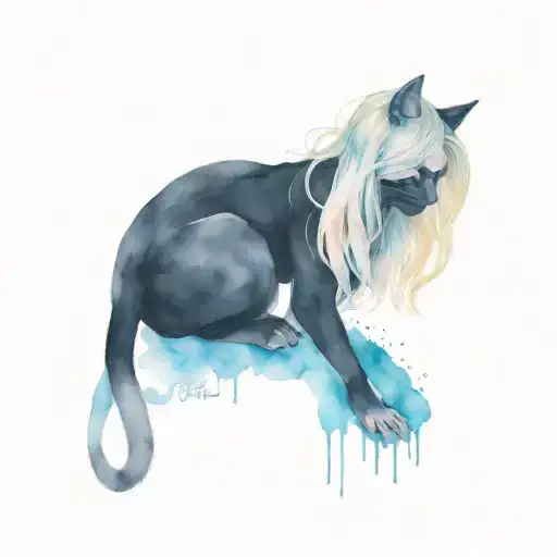 Black Cat Bites Blonde Woman