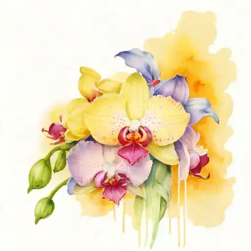 Orchid And Cornflower Bouqet Tied