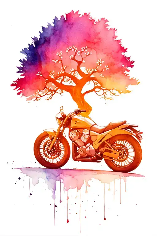 Motorcycle With Tree Of Life