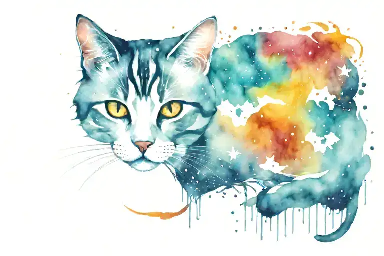 Cat With A Galaxy Filled With Stars