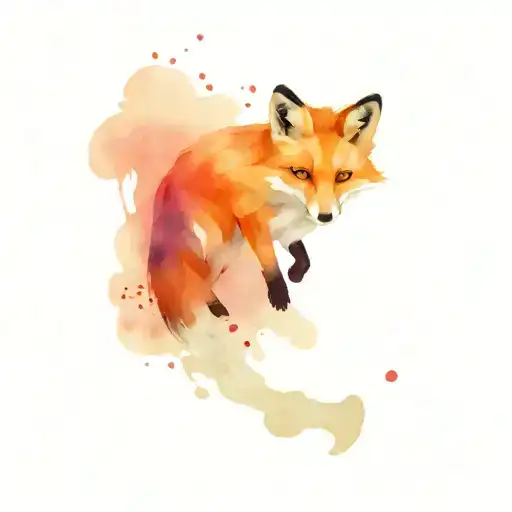A Fox Jumping Into A Puddle