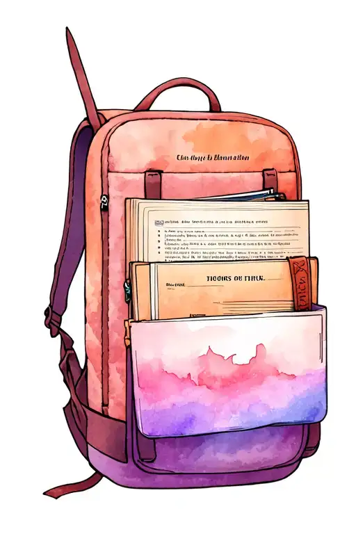 A Hiking Backpack With A Book On Psychology And A Kitchen Knife