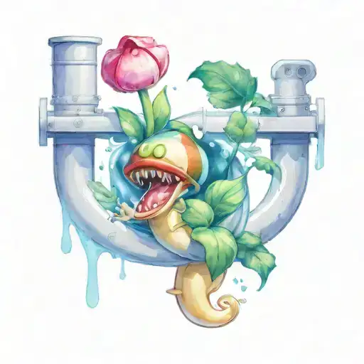 Piranha Plant Emerging From Pipe Sitting