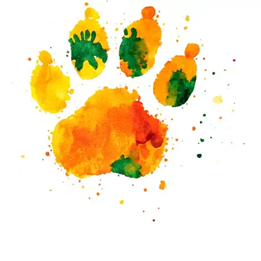 Sunflower Dog Paw Print Water Color