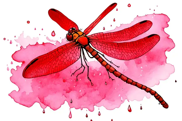 Red Dragonfly Surrounded My Rain