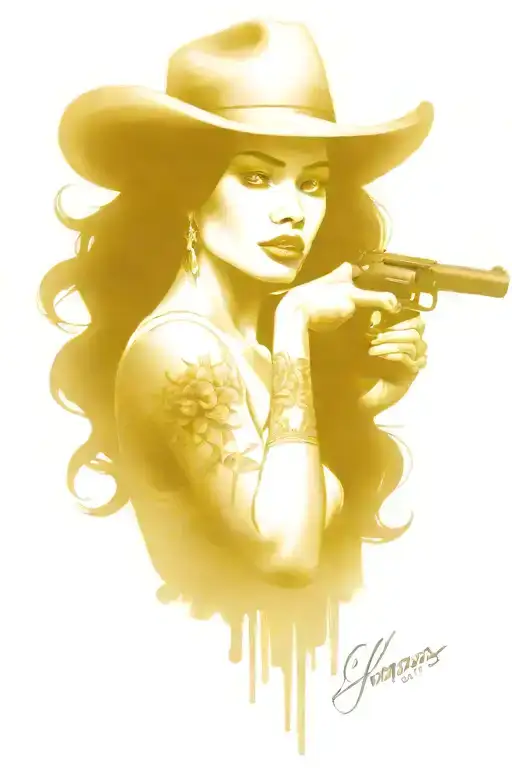 Chicanos Lady Holding A Gun
