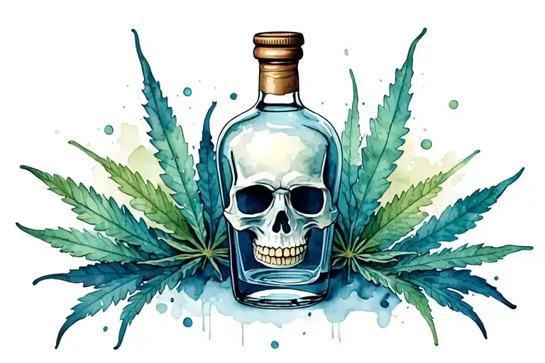 Skull Weed And Rum Bottle